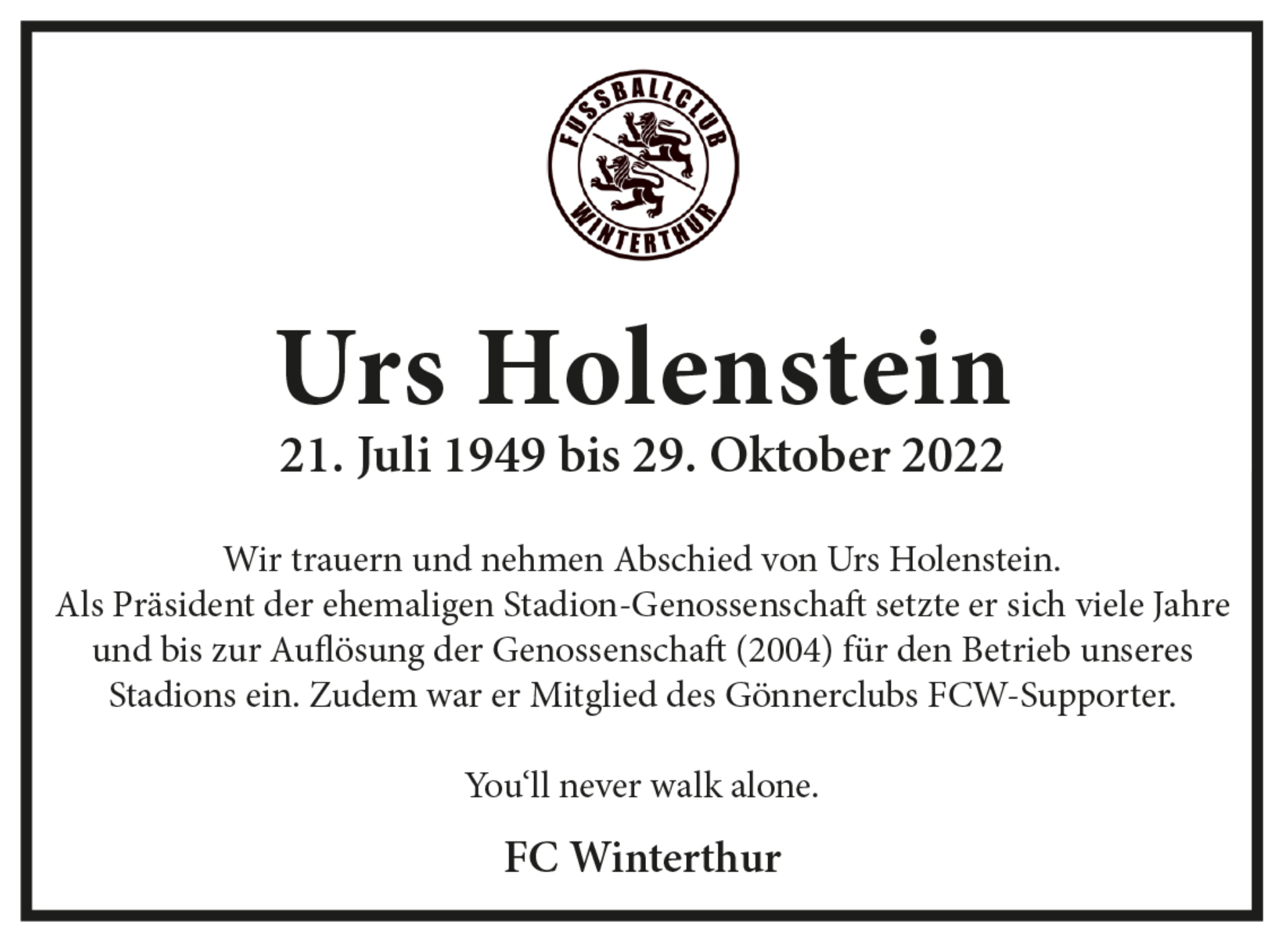 Todesanzeige holenstein